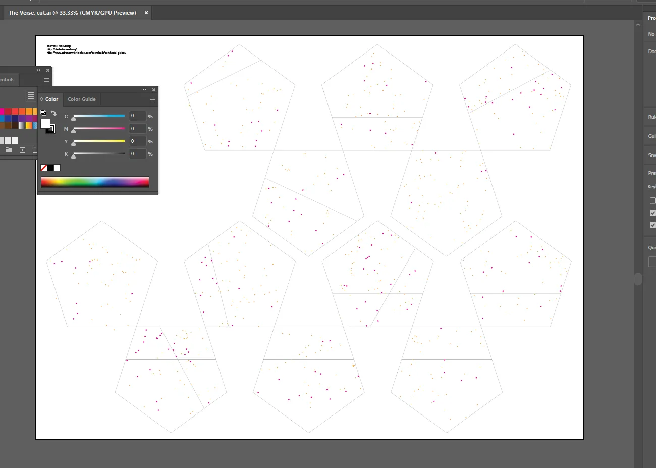 The constellation layout drawn out in design software